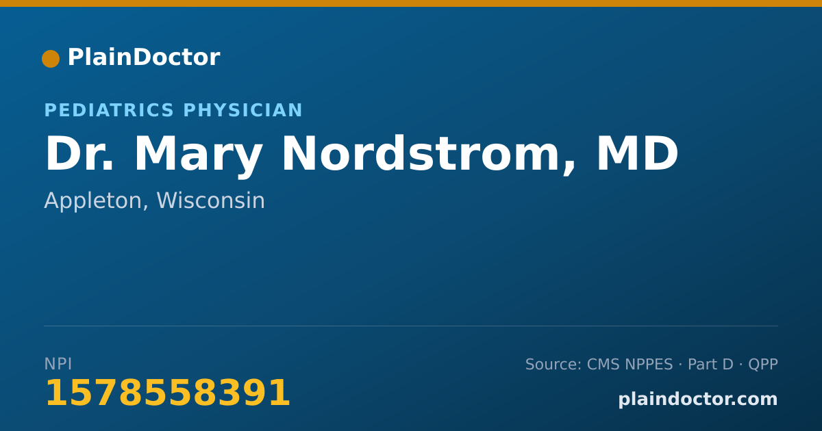 Shareable card for Mary Nordstrom, MD - Pediatrics Physician, Appleton, WI