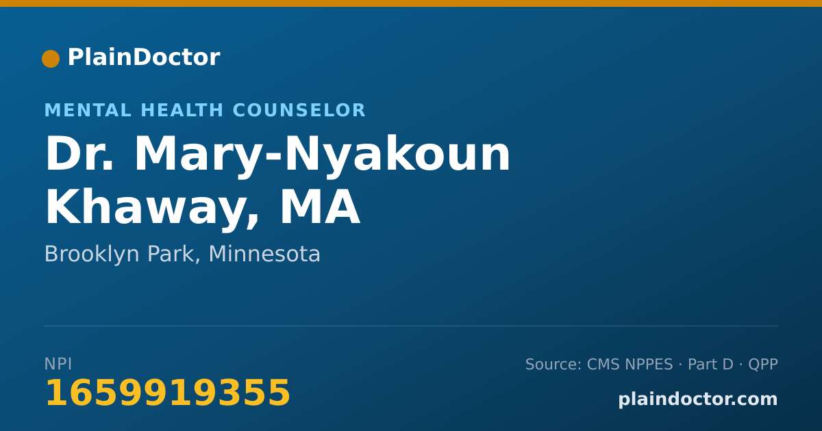 Shareable card for Mary-Nyakoun Khaway, MA - Mental Health Counselor, Brooklyn Park, MN