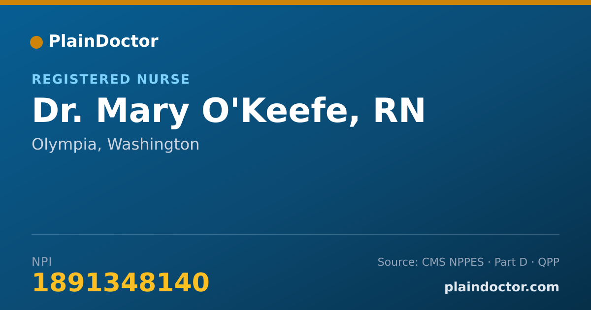 Shareable card for Mary O'Keefe, RN - Registered Nurse, Olympia, WA