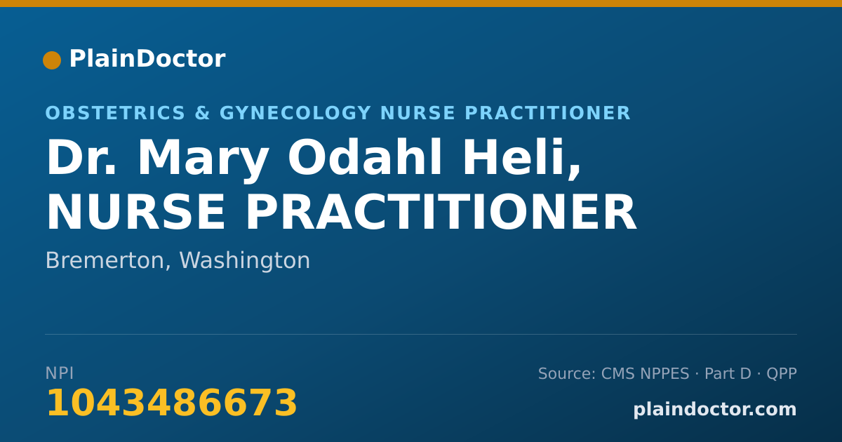 Shareable card for Mary Odahl Heli, NURSE PRACTITIONER - Obstetrics & Gynecology Nurse Practitioner, Bremerton, WA
