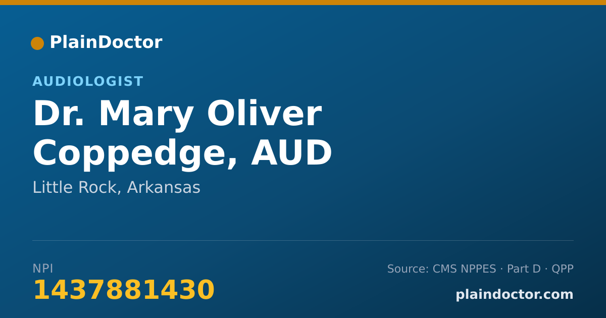 Shareable card for Mary Oliver Coppedge, AUD - Audiologist, Little Rock, AR