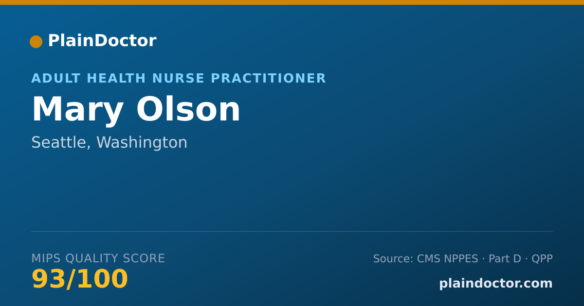 Shareable card for Mary Olson - Adult Health Nurse Practitioner, Seattle, WA