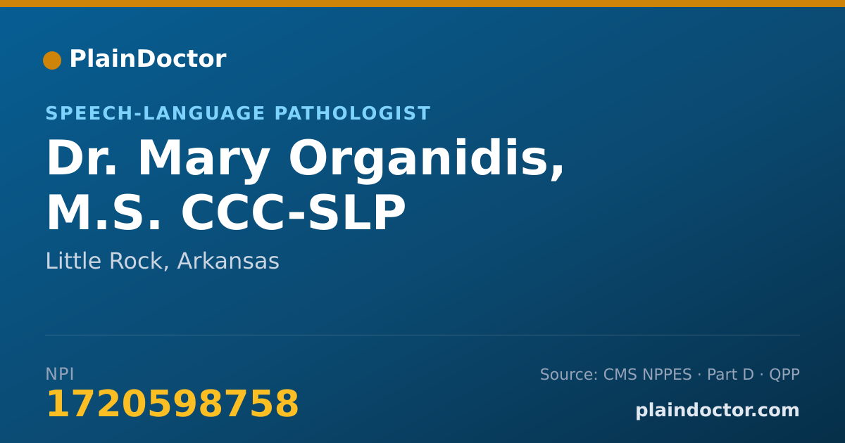 Shareable card for Mary Organidis, M.S. CCC-SLP - Speech-Language Pathologist, Little Rock, AR