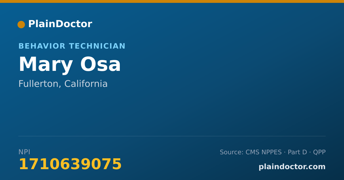 Shareable card for Mary Osa - Behavior Technician, Fullerton, CA