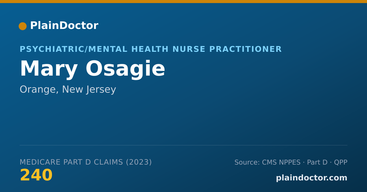 Shareable card for Mary Osagie - Psychiatric/Mental Health Nurse Practitioner, Orange, NJ