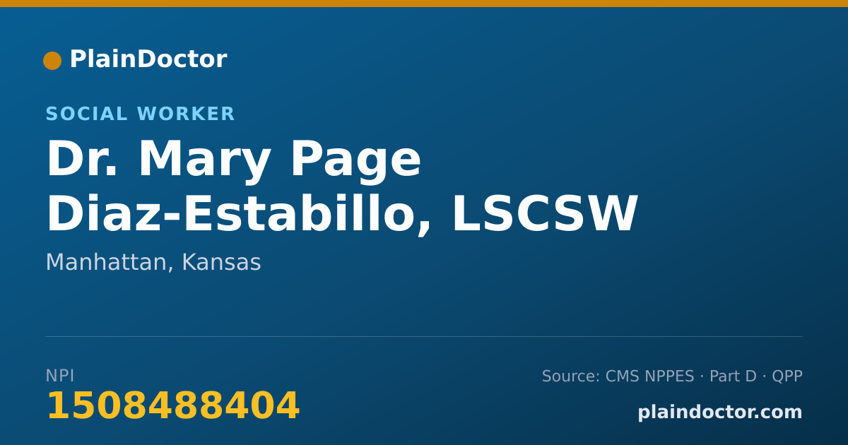 Shareable card for Mary Page Diaz-Estabillo, LSCSW - Social Worker, Manhattan, KS