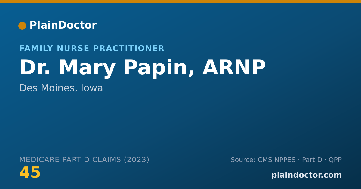 Shareable card for Mary Papin, ARNP - Family Nurse Practitioner, Des Moines, IA