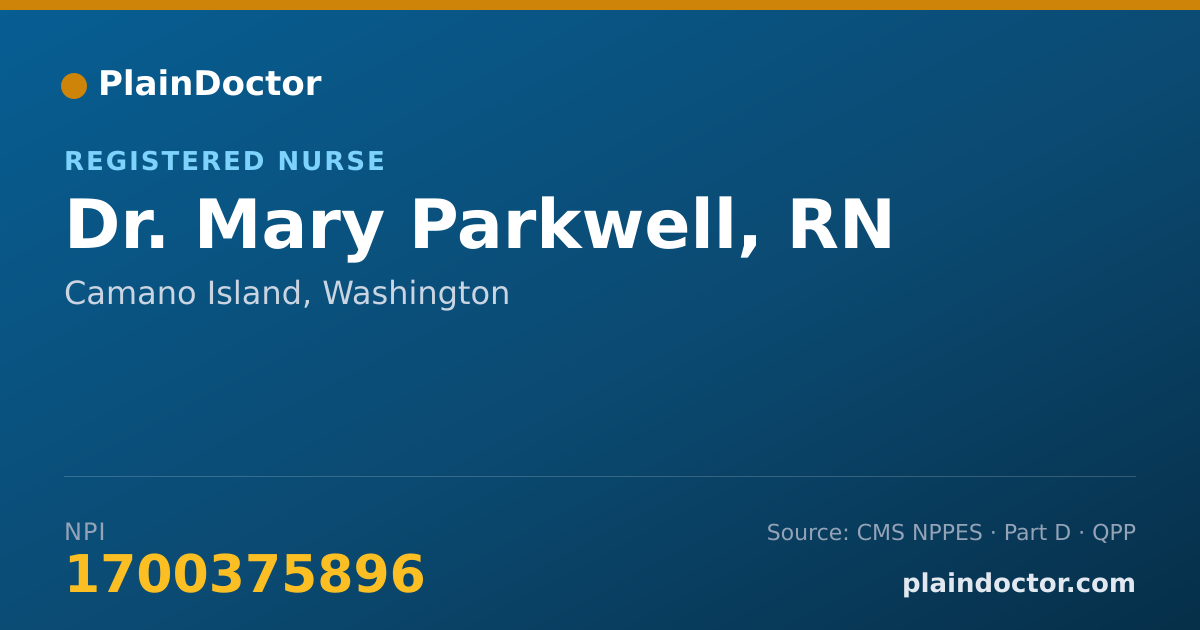 Shareable card for Mary Parkwell, RN - Registered Nurse, Camano Island, WA