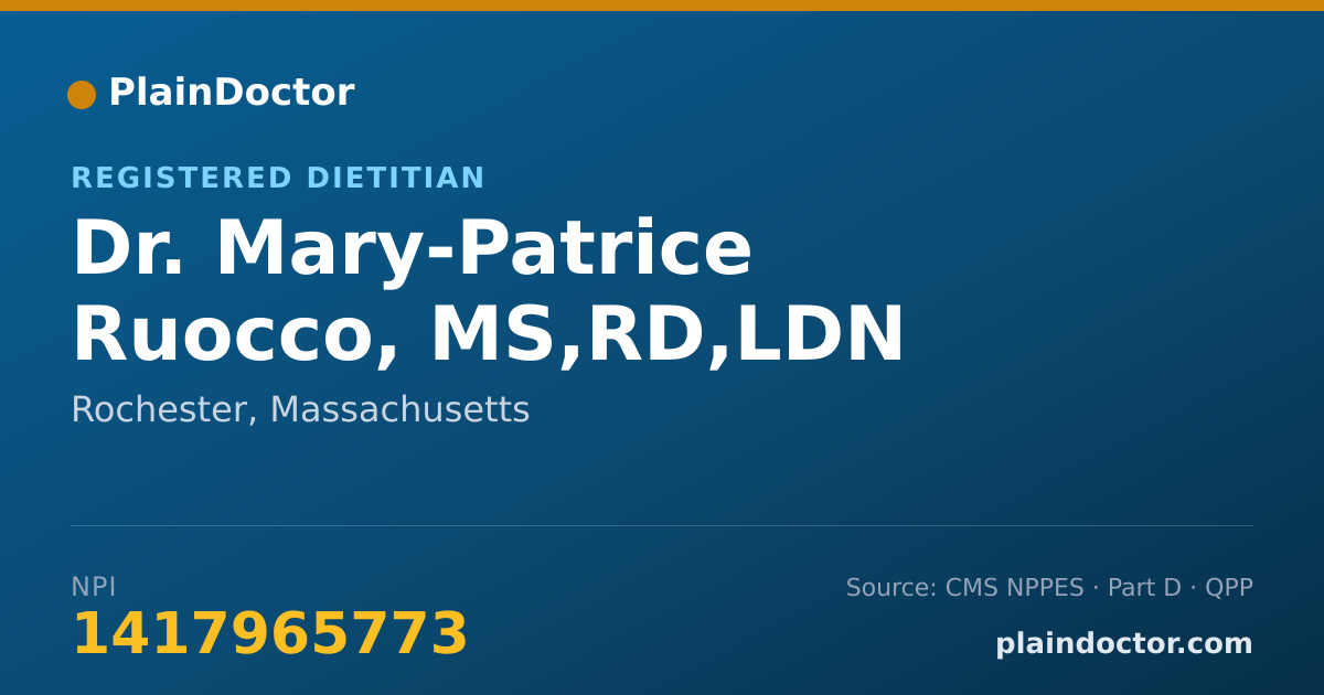 Shareable card for Mary-Patrice Ruocco, MS,RD,LDN - Registered Dietitian, Rochester, MA