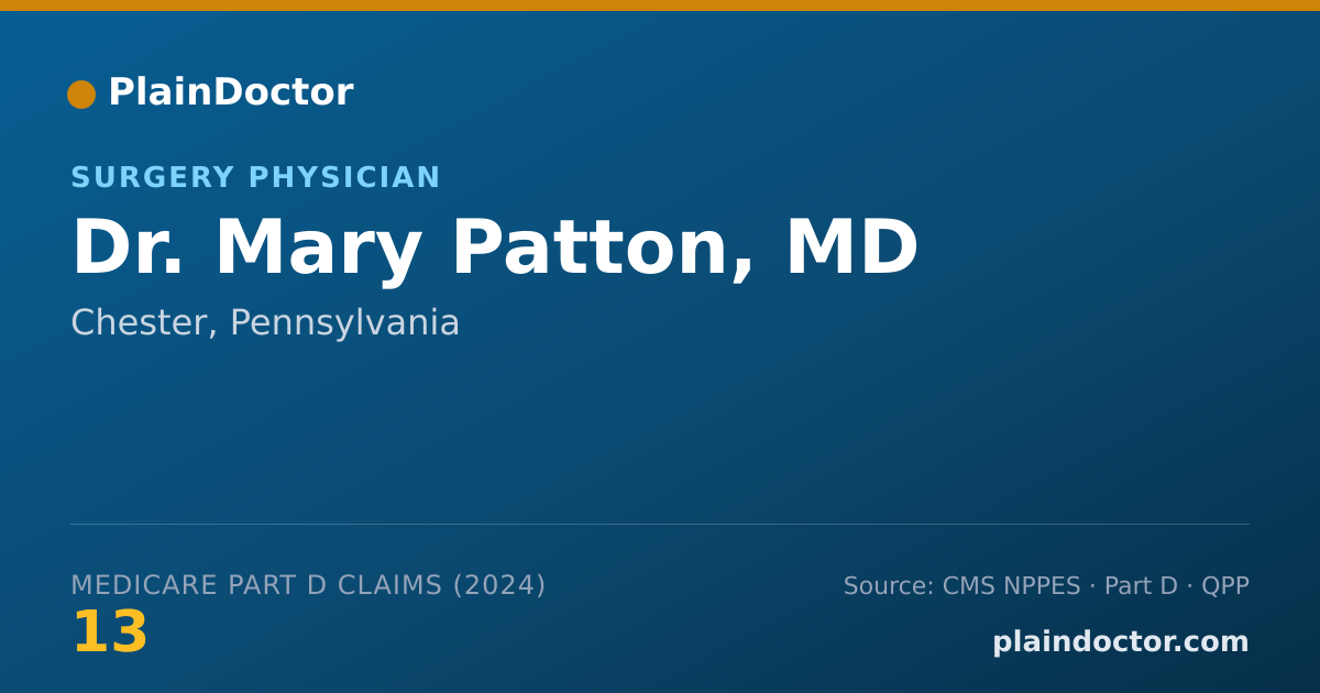 Shareable card for Mary Patton, MD - Surgery Physician, Chester, PA
