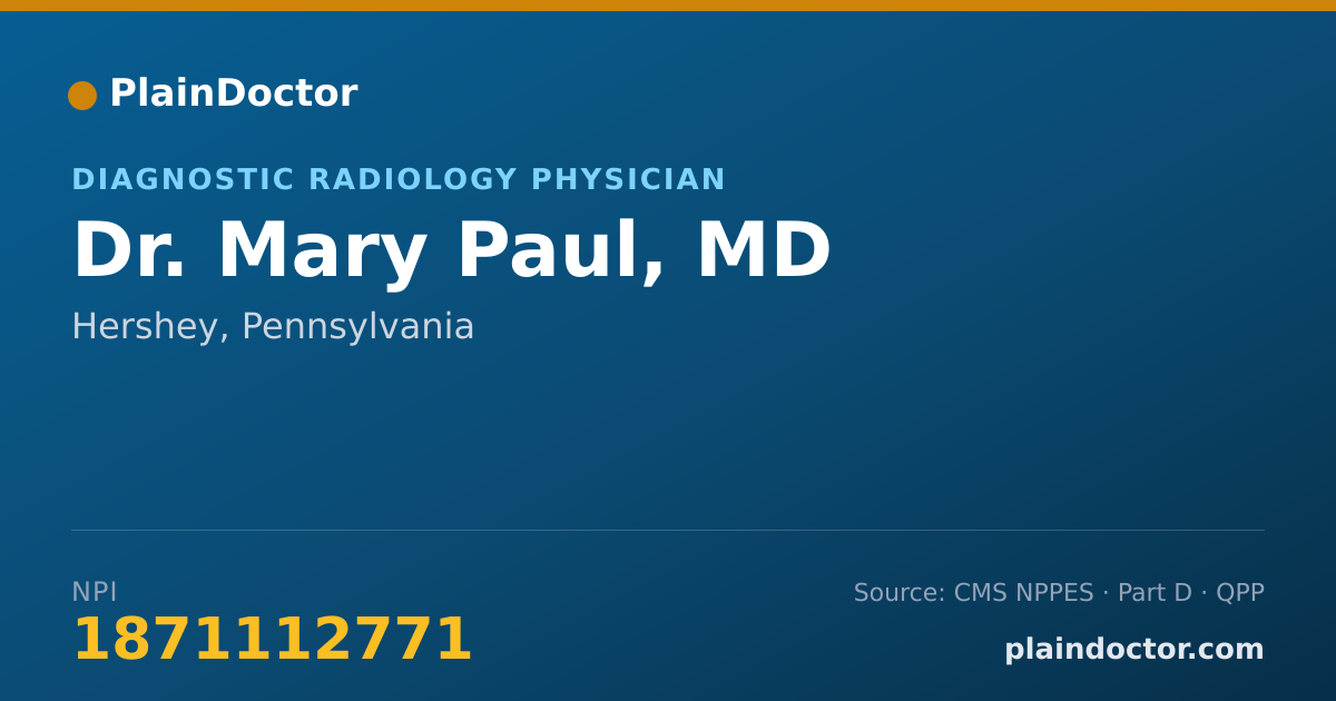 Shareable card for Mary Paul, MD - Diagnostic Radiology Physician, Hershey, PA