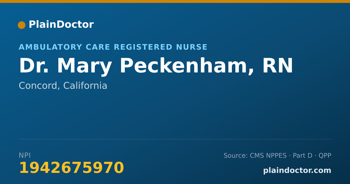 Shareable card for Mary Peckenham, RN - Ambulatory Care Registered Nurse, Concord, CA