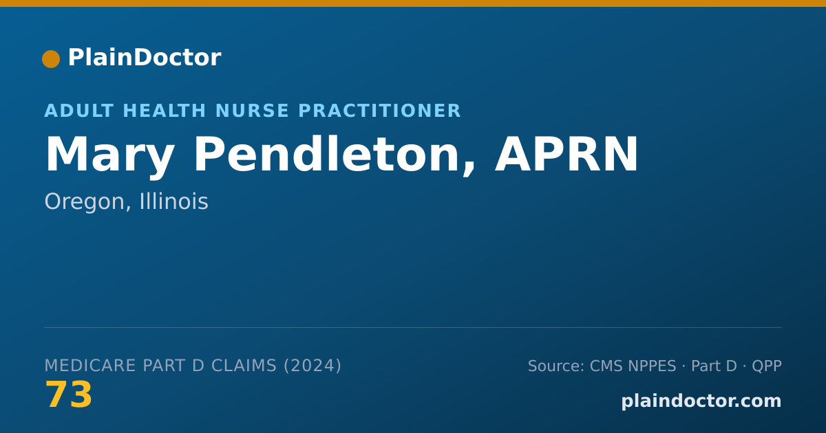 Shareable card for Mary Pendleton, APRN - Adult Health Nurse Practitioner, Oregon, IL
