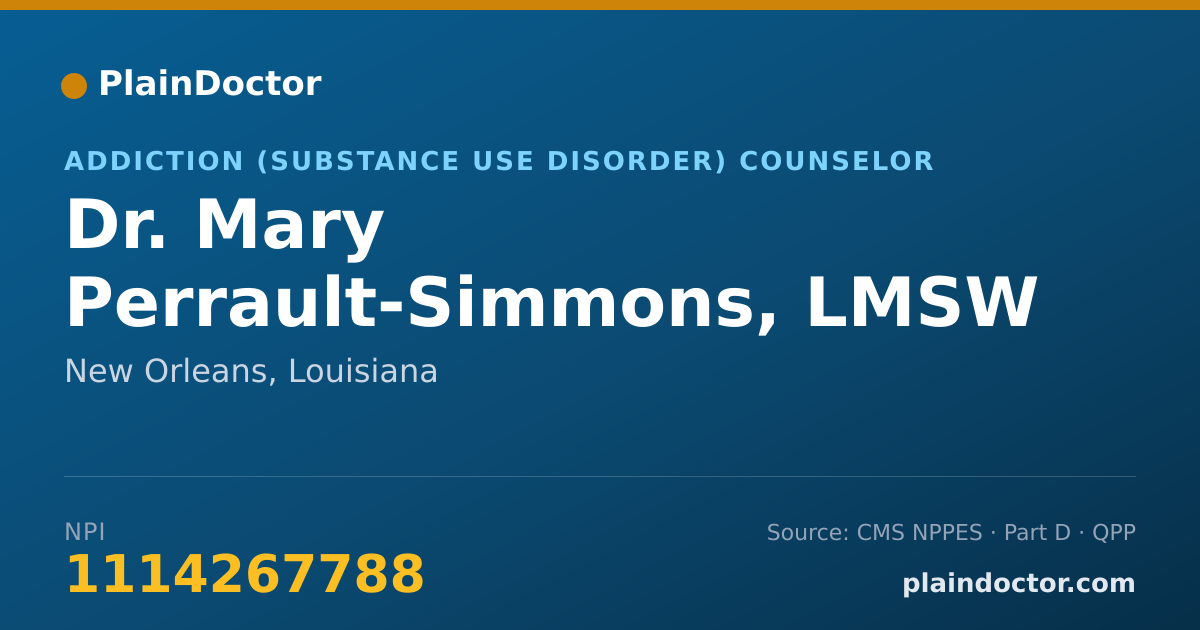 Shareable card for Mary Perrault-Simmons, LMSW - Addiction (Substance Use Disorder) Counselor, New Orleans, LA