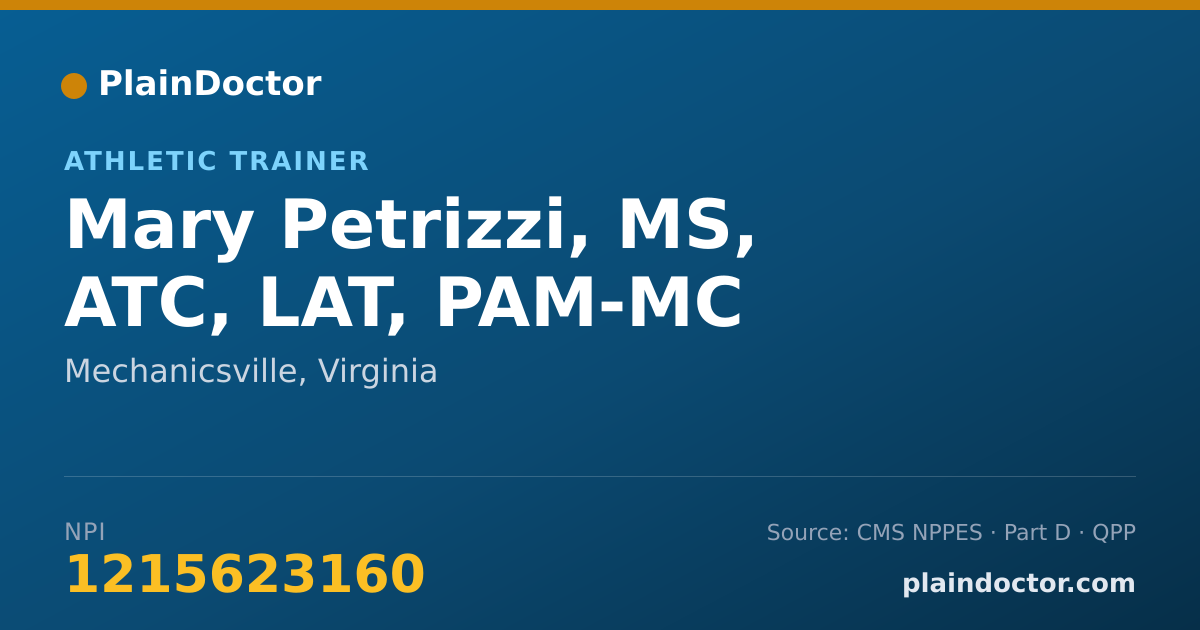 Shareable card for Mary Petrizzi, MS, ATC, LAT, PAM-MC - Athletic Trainer, Mechanicsville, VA