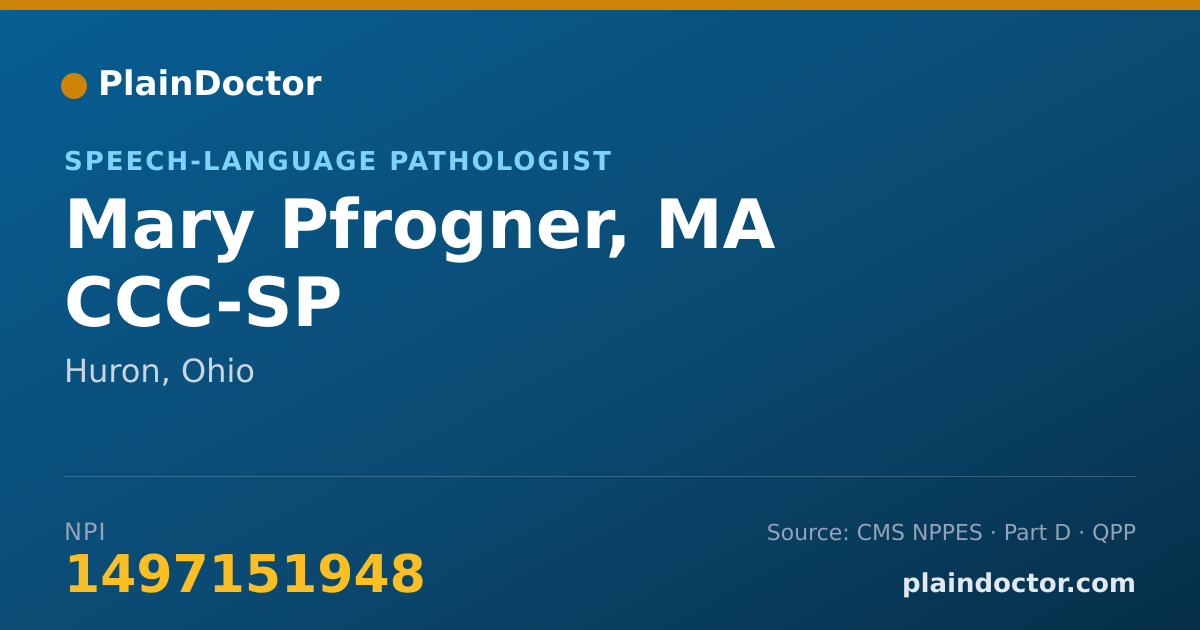 Shareable card for Mary Pfrogner, MA CCC-SP - Speech-Language Pathologist, Huron, OH
