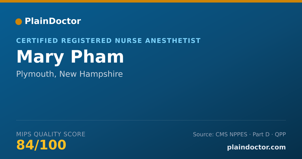 Shareable card for Mary Pham - Certified Registered Nurse Anesthetist, Plymouth, NH