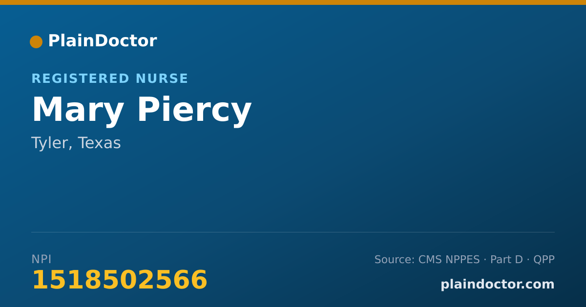 Shareable card for Mary Piercy - Registered Nurse, Tyler, TX