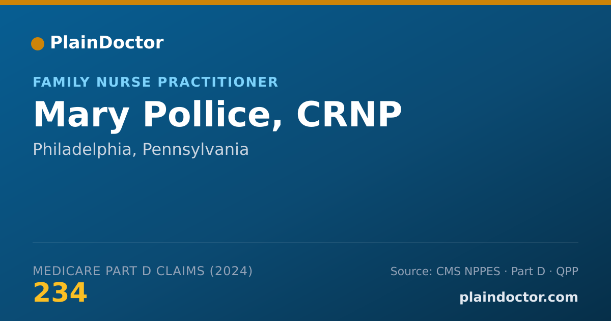 Shareable card for Mary Pollice, CRNP - Family Nurse Practitioner, Philadelphia, PA