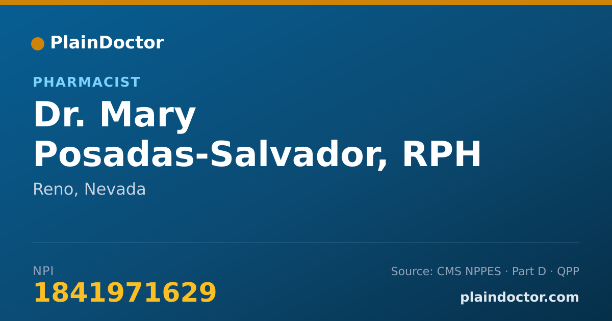 Shareable card for Mary Posadas-Salvador, RPH - Pharmacist, Reno, NV