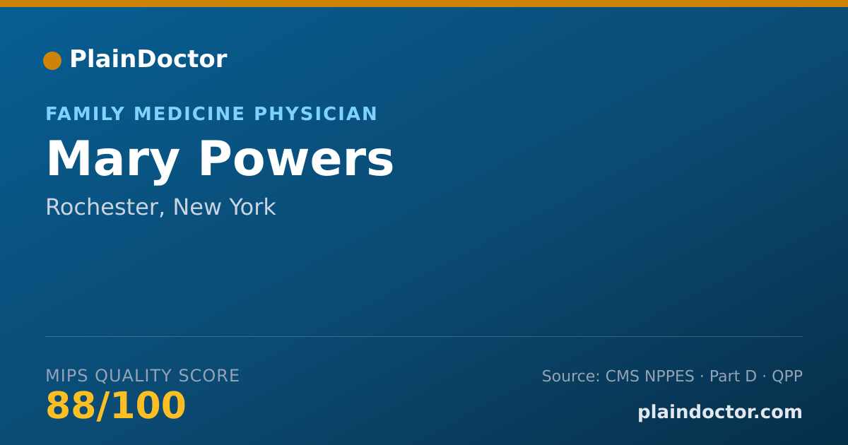 Shareable card for Mary Powers - Family Medicine Physician, Rochester, NY