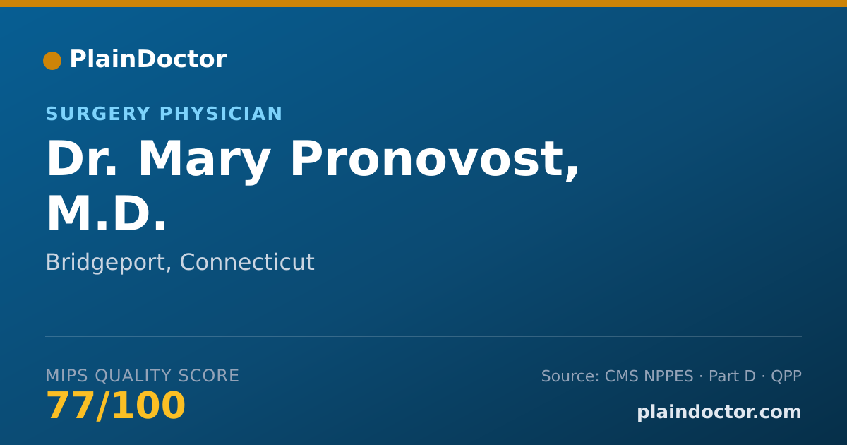 Shareable card for Mary Pronovost, M.D. - Surgery Physician, Bridgeport, CT