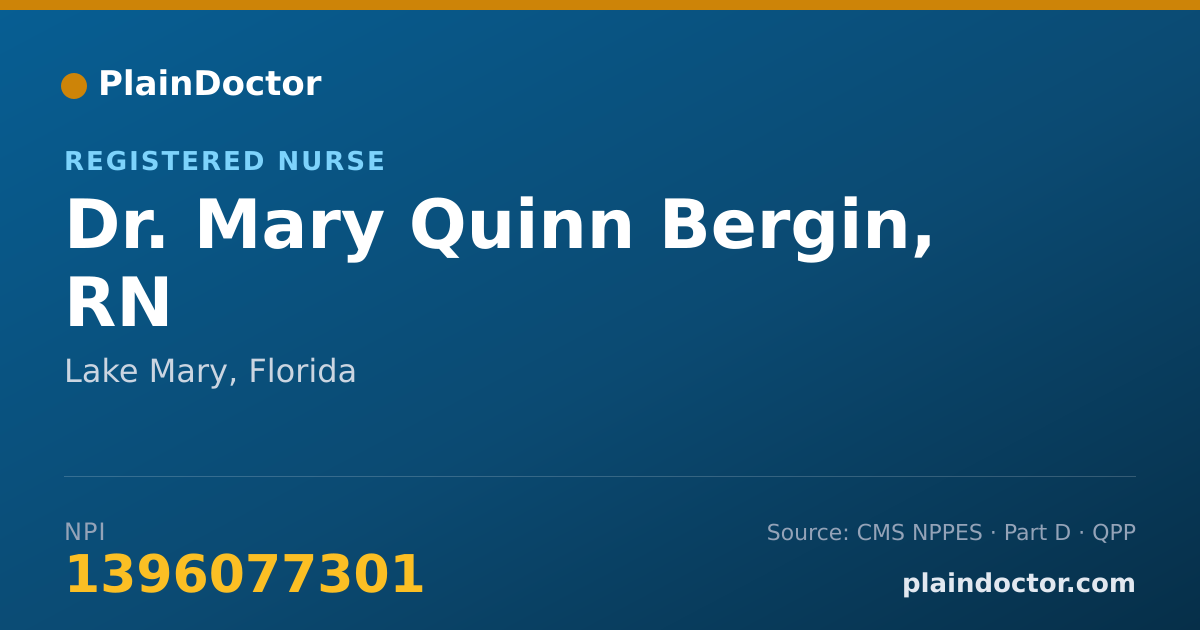 Shareable card for Mary Quinn Bergin, RN - Registered Nurse, Lake Mary, FL