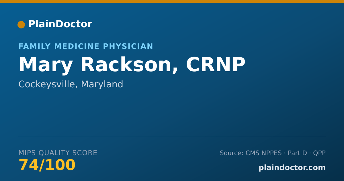 Shareable card for Mary Rackson, CRNP - Family Medicine Physician, Cockeysville, MD