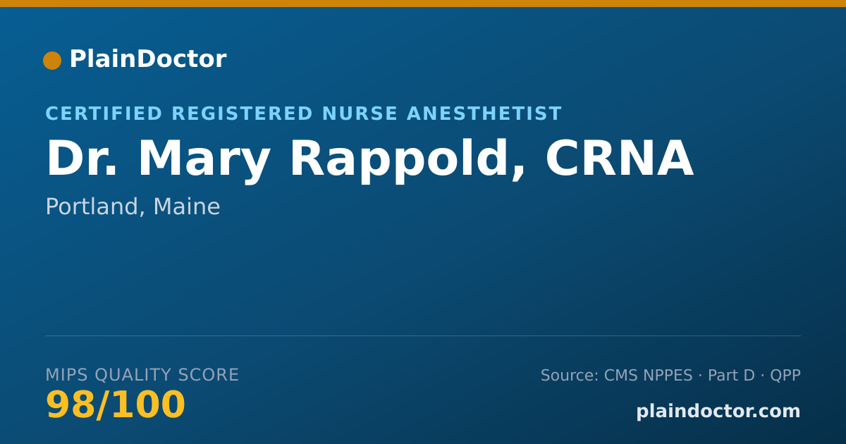 Shareable card for Mary Rappold, CRNA - Certified Registered Nurse Anesthetist, Portland, ME