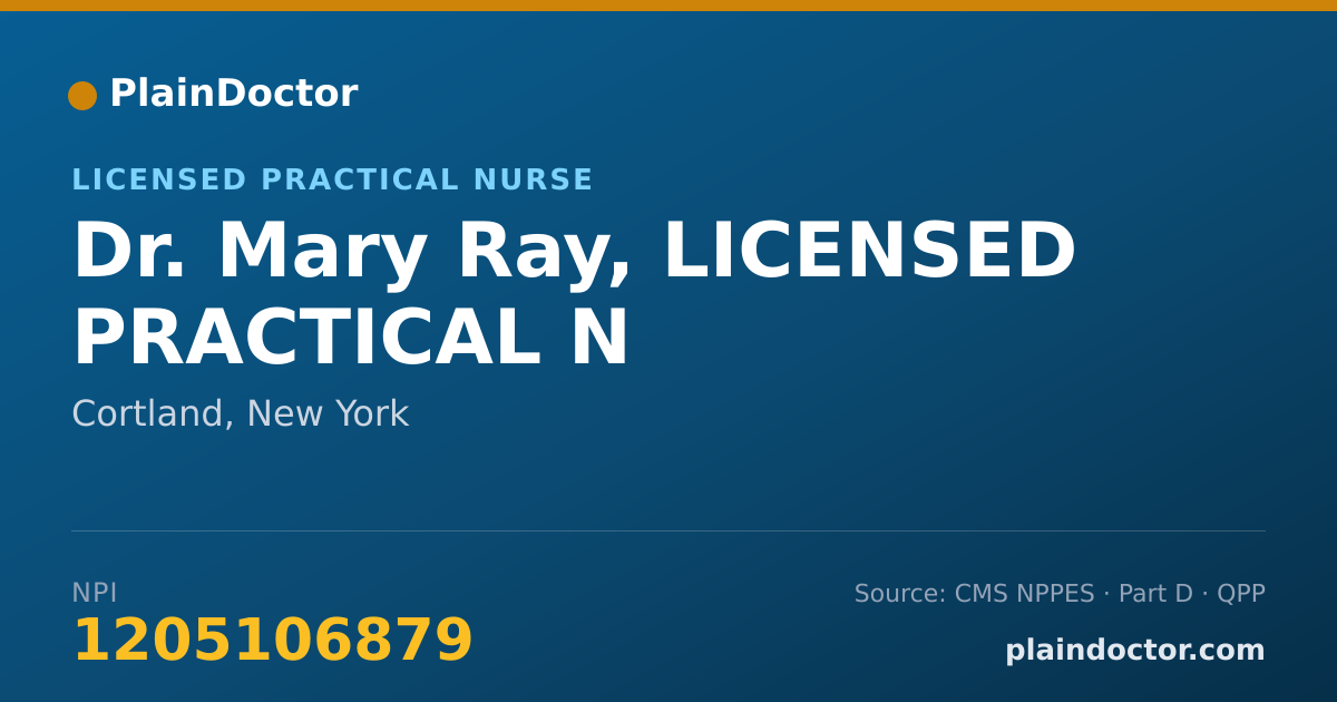 Shareable card for Mary Ray, LICENSED PRACTICAL N - Licensed Practical Nurse, Cortland, NY
