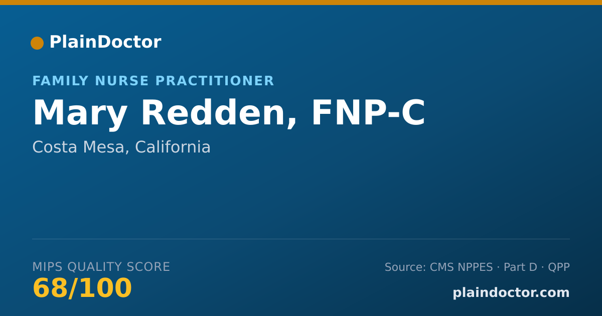 Shareable card for Mary Redden, FNP-C - Family Nurse Practitioner, Costa Mesa, CA