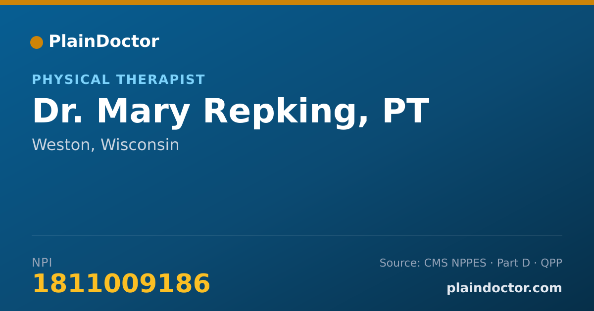 Shareable card for Mary Repking, PT - Physical Therapist, Weston, WI