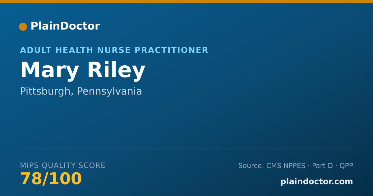 Shareable card for Mary Riley - Adult Health Nurse Practitioner, Pittsburgh, PA