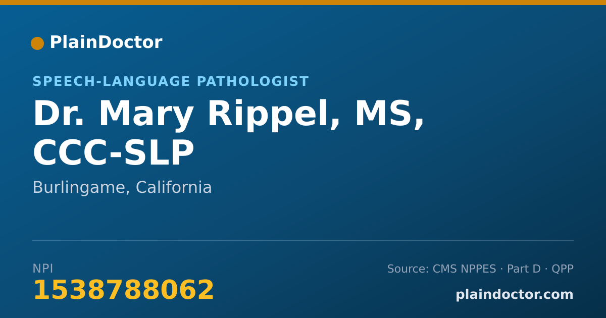 Shareable card for Mary Rippel, MS, CCC-SLP - Speech-Language Pathologist, Burlingame, CA