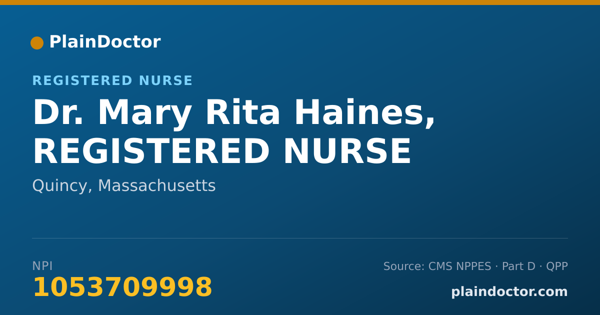 Shareable card for Mary Rita Haines, REGISTERED NURSE - Registered Nurse, Quincy, MA