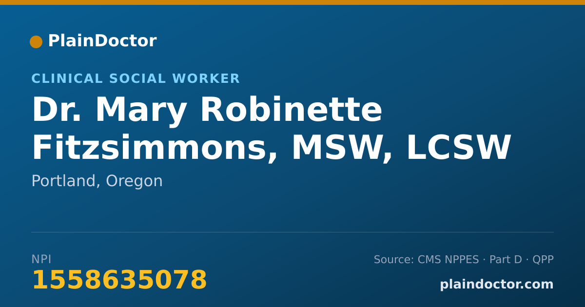 Shareable card for Mary Robinette Fitzsimmons, MSW, LCSW - Clinical Social Worker, Portland, OR