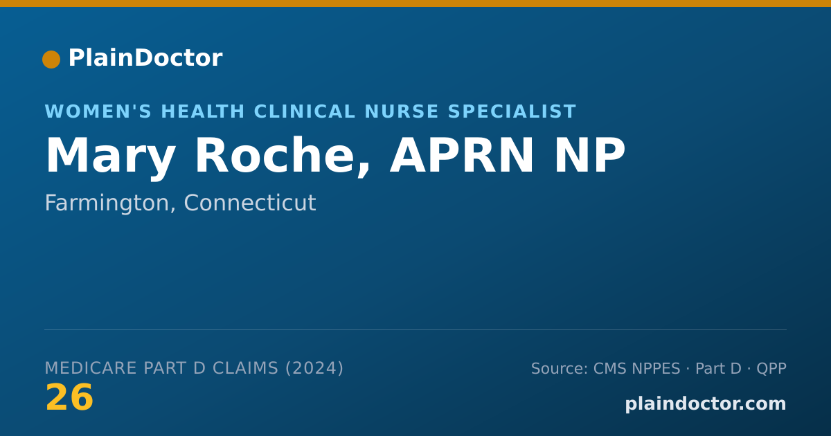 Shareable card for Mary Roche, APRN NP - Women's Health Clinical Nurse Specialist, Farmington, CT
