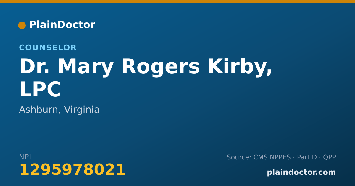 Shareable card for Mary Rogers Kirby, LPC - Counselor, Ashburn, VA