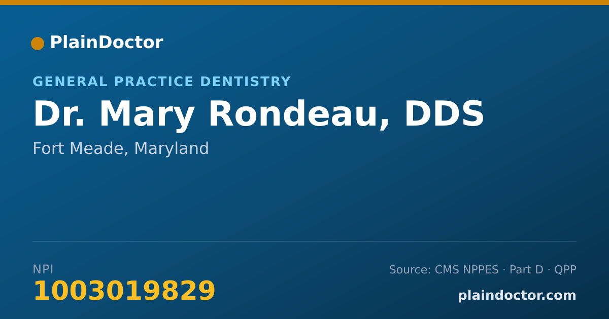 Shareable card for Mary Rondeau, DDS - General Practice Dentistry, Fort Meade, MD