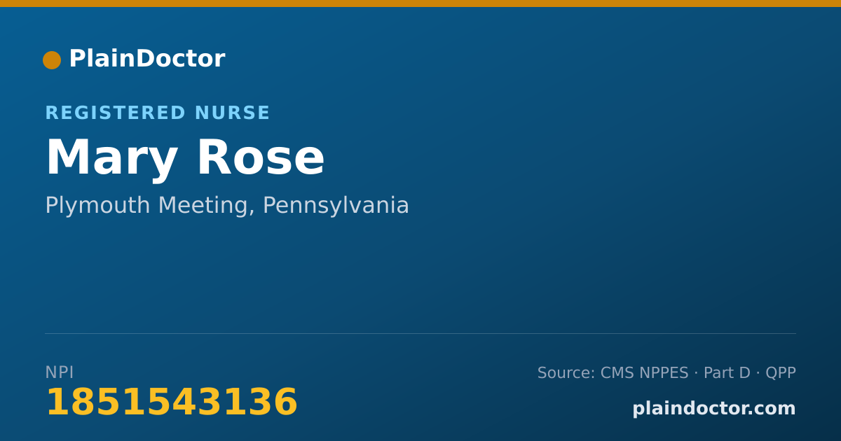 Shareable card for Mary Rose - Registered Nurse, Plymouth Meeting, PA