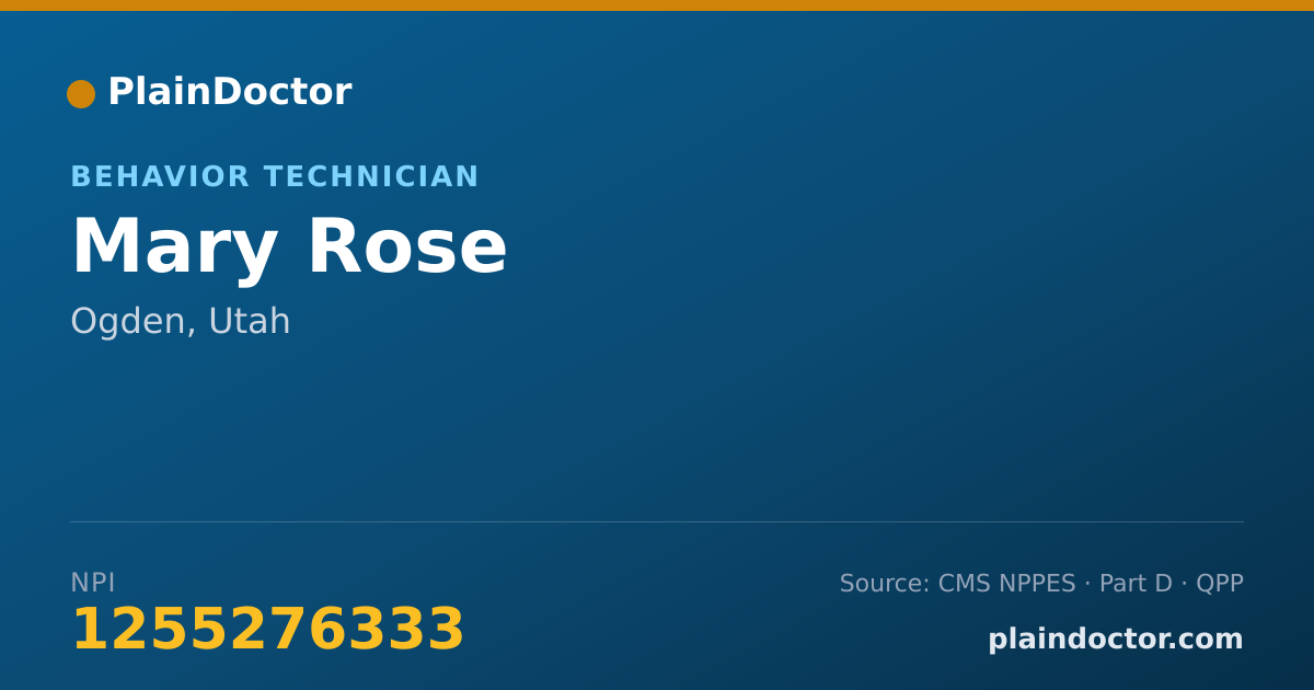 Shareable card for Mary Rose - Behavior Technician, Ogden, UT