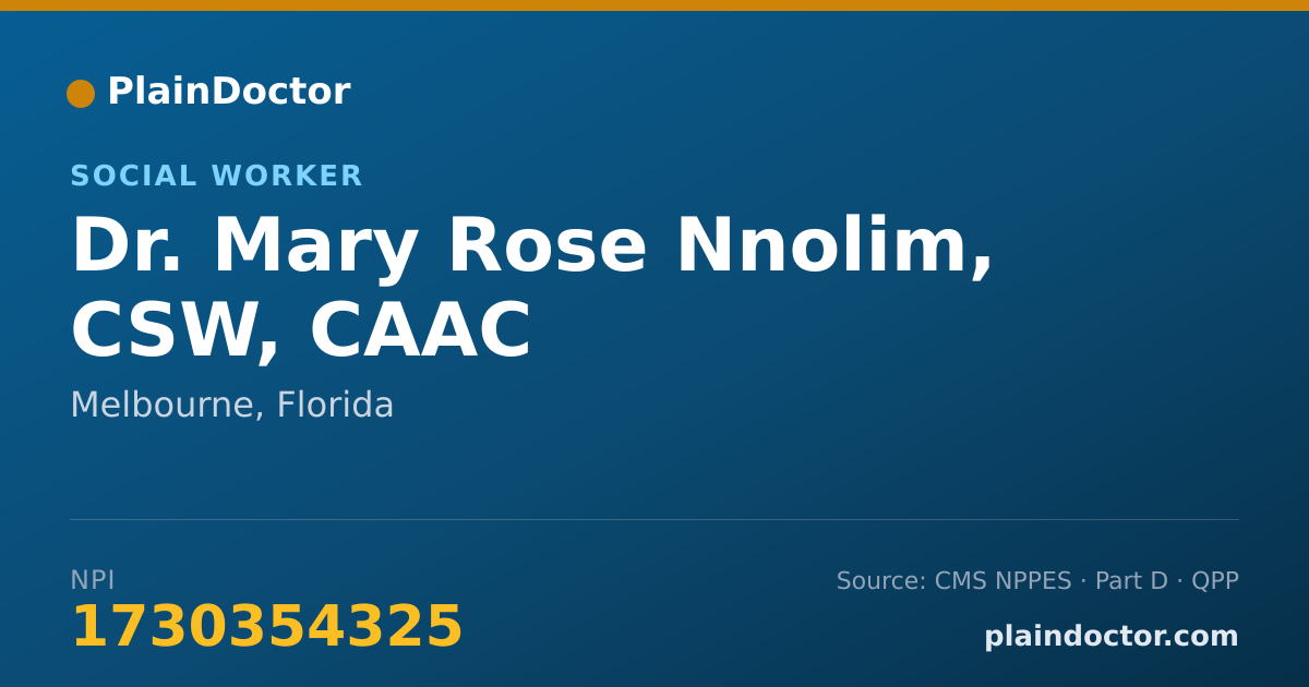 Shareable card for Mary Rose Nnolim, CSW, CAAC - Social Worker, Melbourne, FL