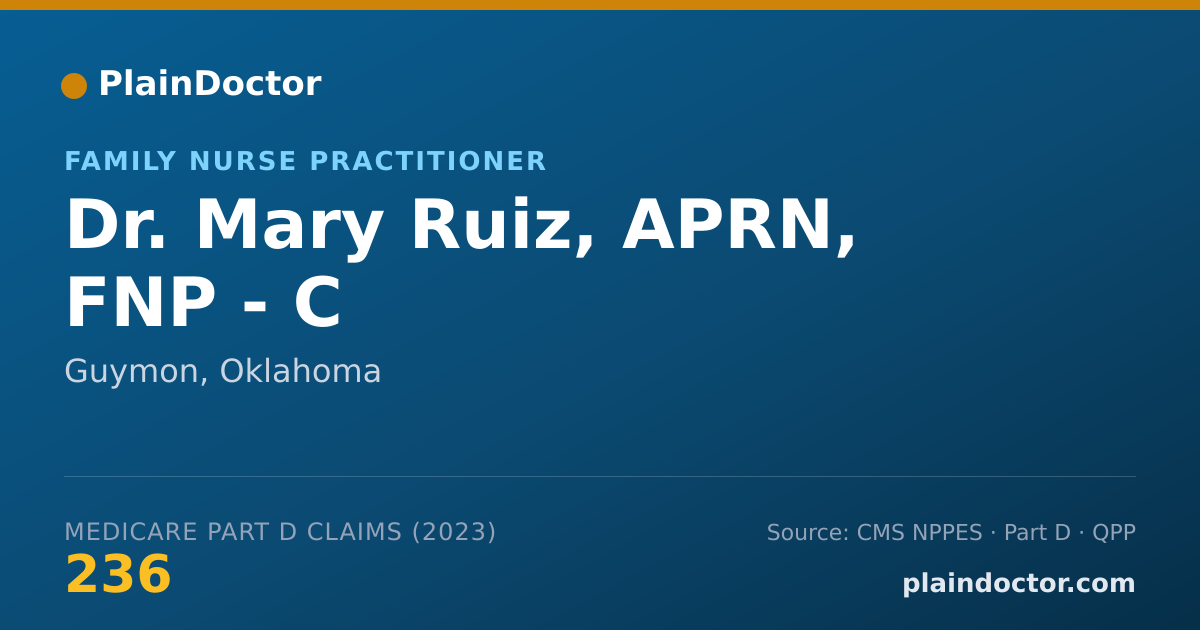 Shareable card for Mary Ruiz, APRN, FNP - C - Family Nurse Practitioner, Guymon, OK