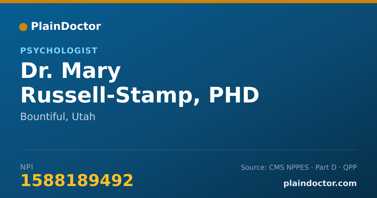 Shareable card for Mary Russell-Stamp, PHD - Psychologist, Bountiful, UT
