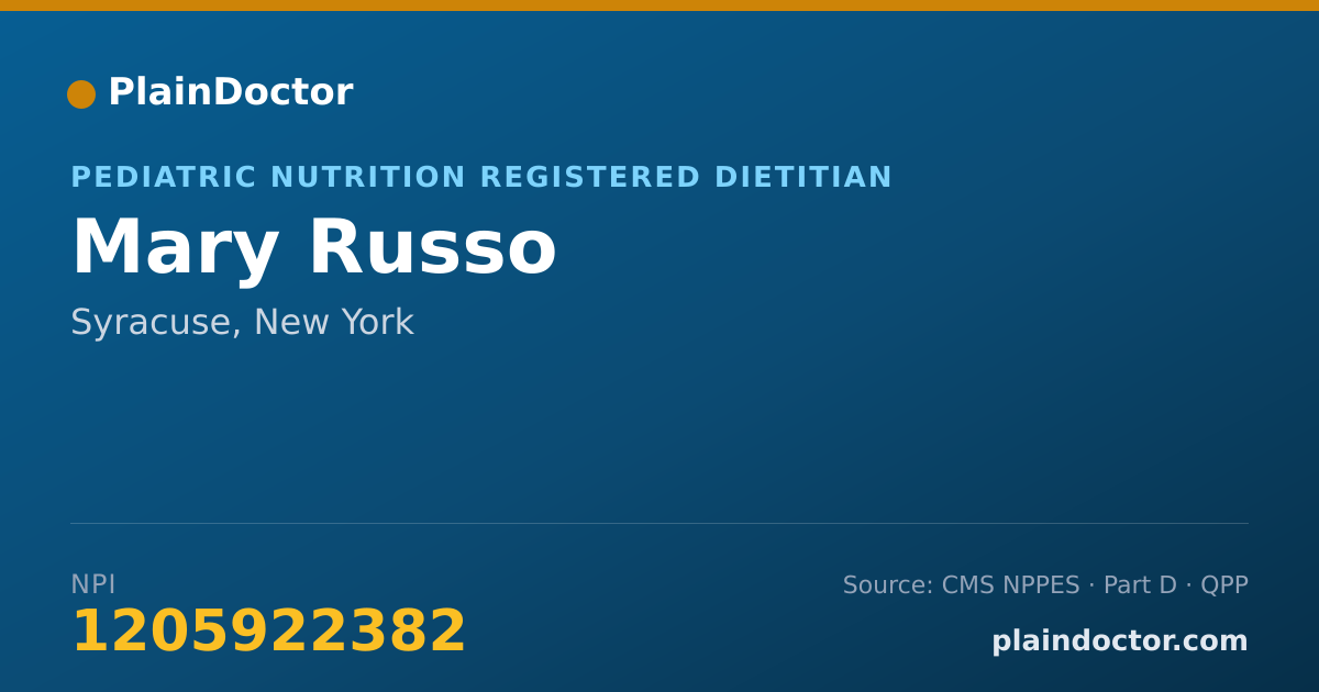 Shareable card for Mary Russo - Pediatric Nutrition Registered Dietitian, Syracuse, NY