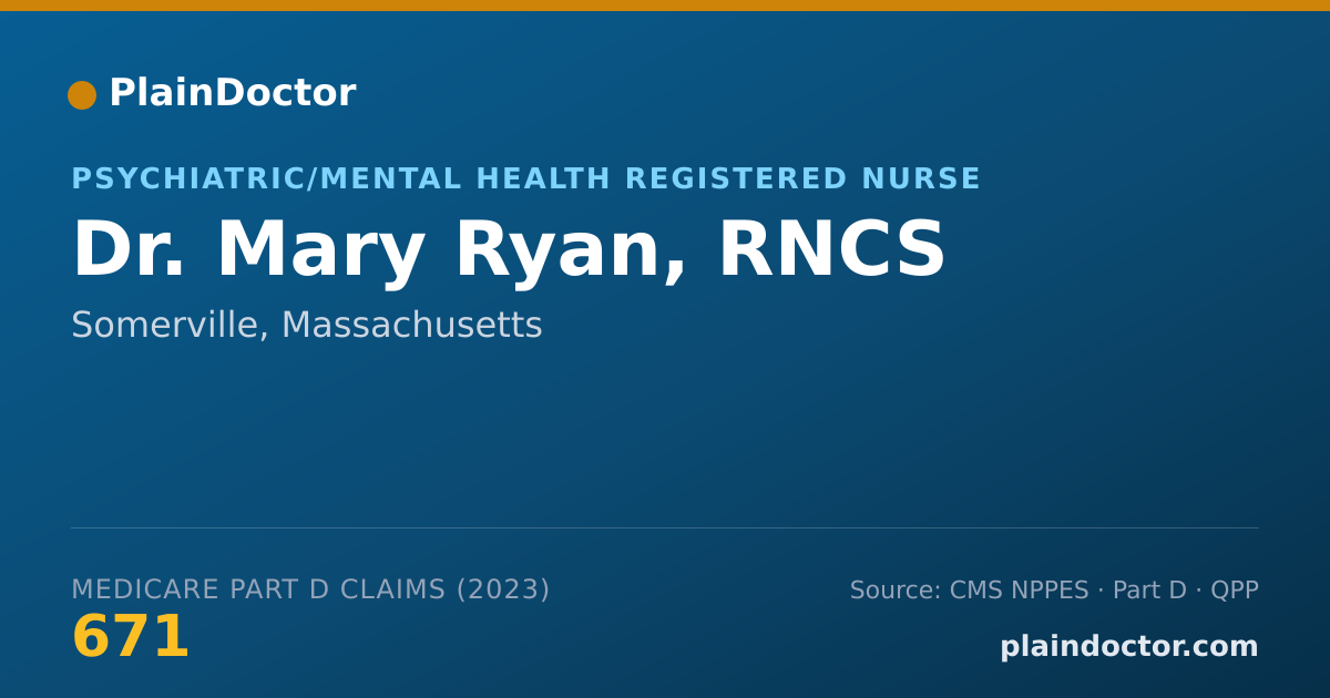 Shareable card for Mary Ryan, RNCS - Psychiatric/Mental Health Registered Nurse, Somerville, MA