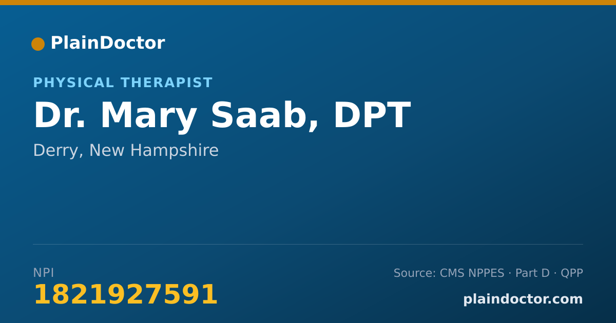 Shareable card for Mary Saab, DPT - Physical Therapist, Derry, NH