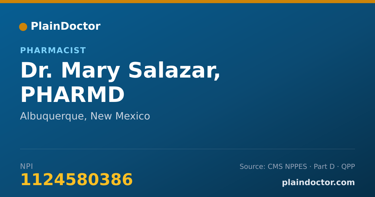 Shareable card for Mary Salazar, PHARMD - Pharmacist, Albuquerque, NM