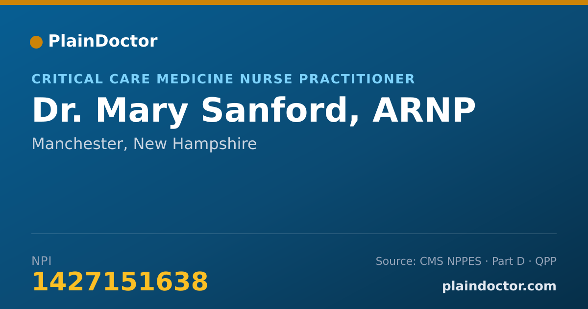 Shareable card for Mary Sanford, ARNP - Critical Care Medicine Nurse Practitioner, Manchester, NH