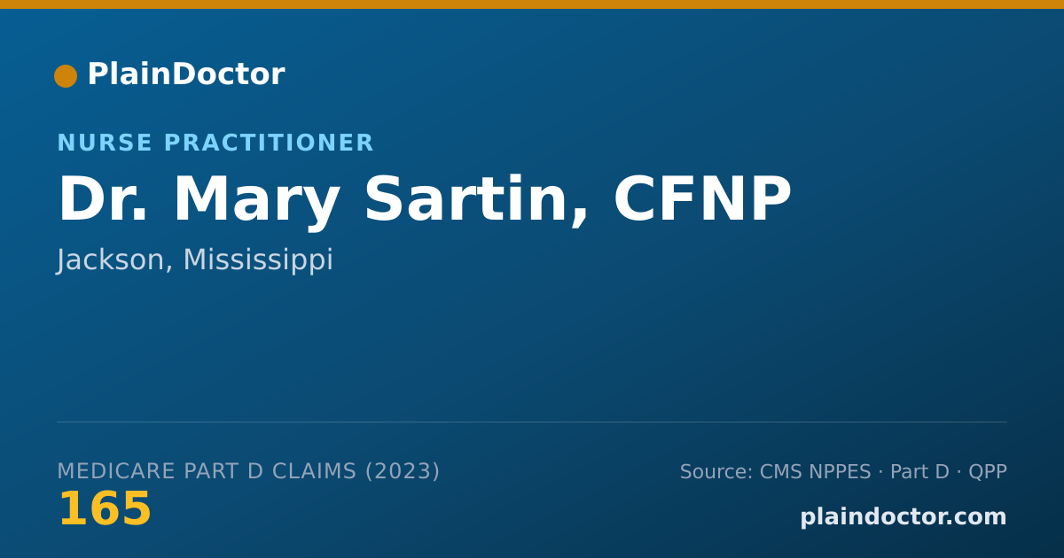 Shareable card for Mary Sartin, CFNP - Nurse Practitioner, Jackson, MS